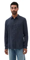Vince Double Face Long Sleeve Shirt Heather Coastal In Blue