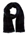 Vince Double-face Merino Wool Scarf In Blue
