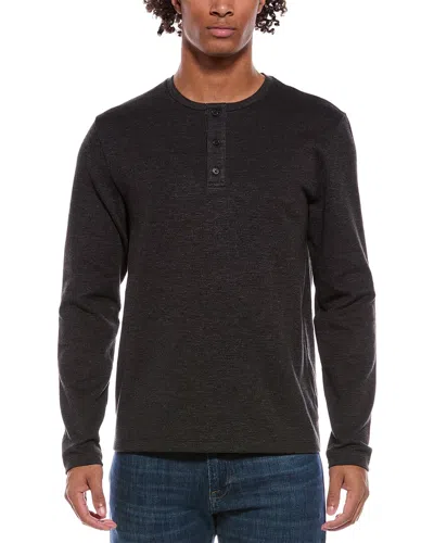 Vince Double Face Pique Henley In Black