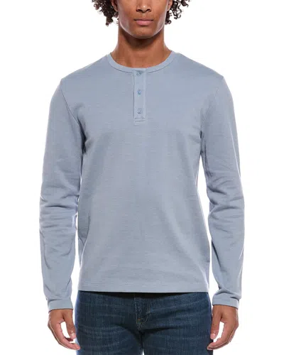 Vince Double Face Pique Henley In Blue