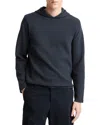 Vince Double Face Pullover Hoodie In Blue