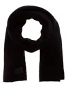 Vince Double-face Solid Leather-trim Wool & Cashmere-blend Scarf In Black