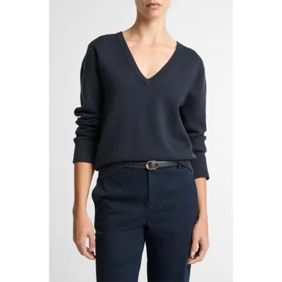 Vince Double Face V-neck Sweater In Black