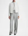 Vince Double Face Wool Blend Jacket In H Stone Grey