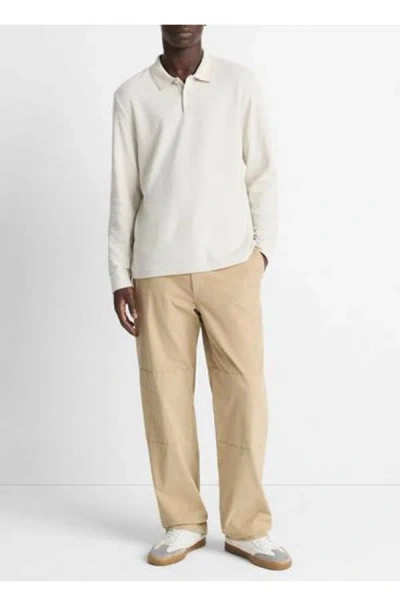 Vince Double Faced Polo In Heather Blanco Terrapin In White