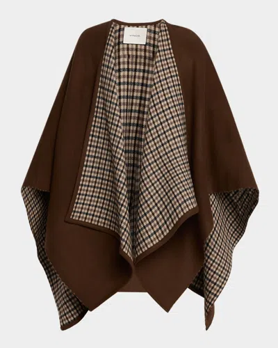 Vince Double-faced Wool & Cashmere Cape In Brown