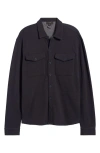 Vince Double Knit Button-up Shirt Jacket In Coastal/ Medium Heather Grey