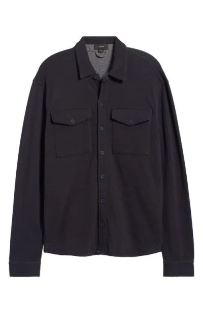 Vince Double Knit Button-up Shirt Jacket In Coastal/medium Heather Grey