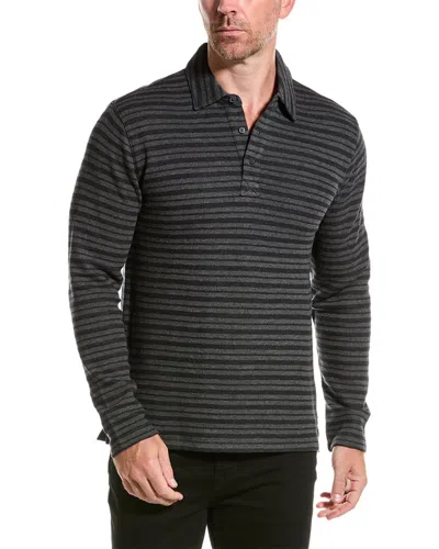 Vince Double Knit Jacquard Polo Shirt In Black