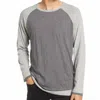 Vince Double Layer Baseball Crewneck Shirt In Heather Grey In Gray