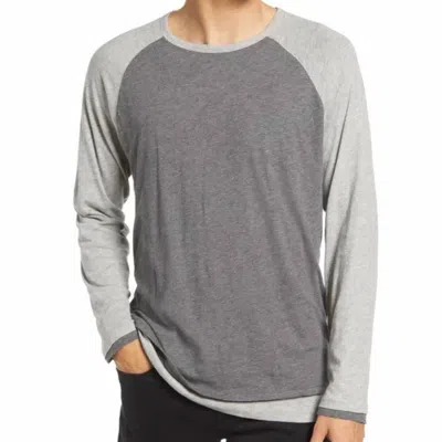 Vince Double Layer Baseball Crewneck Shirt In Heather Grey In Gray
