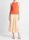 Vince Raw Edge Paneled Satin Slip Skirt In Pink