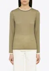 Vince Double-layer Long-sleeve Cotton T-shirt In Green