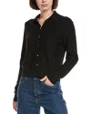 Vince Double Layer Mesh Cardigan In Black