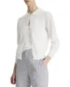 Vince Double Layer Organic Cotton Blend Cardigan In White