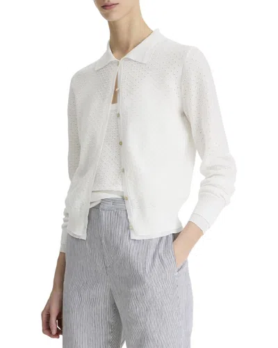VINCE VINCE DOUBLE LAYER MESH CARDIGAN
