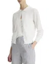 Vince Double Layer Organic Cotton Blend Cardigan In White