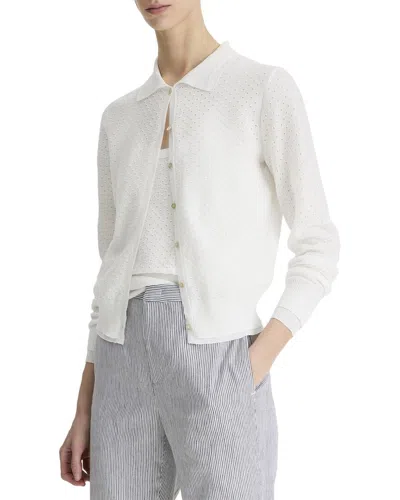 VINCE DOUBLE LAYER MESH CARDIGAN