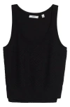 Vince Double Layer Mesh Sweater Tank In Black