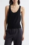 Vince Double Layer Mesh Sweater Tank In Black
