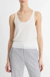 Vince Double Layer Mesh Sweater Tank In Optic White