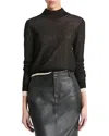 Vince Double Layer Mock Neck Sweater In Black/white Sand