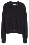 Vince Double Layer Organic Cotton Blend Cardigan In Black