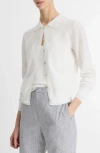 Vince Double Layer Organic Cotton Blend Cardigan In White