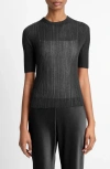 Vince Double Layer Rib Top In Black/sabbia