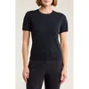 Vince Double Layer Short Sleeve Sweater In Black