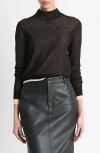 Vince Double Layer Mock Neck Sweater In Black/ White Sand