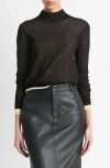 Vince Double Layer Mock Neck Sweater In Black/white Sand