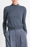 Vince Double Layer Turtleneck Top In Iris Water/dark Water