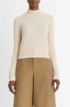 Vince Double Layer Turtleneck Sweater In White Sand/optic White