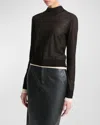 Vince Double Layer Mock Neck Sweater In Black/white Sand