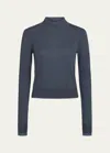 Vince Double-layer Turtleneck T-shirt In Iris Water/dark W
