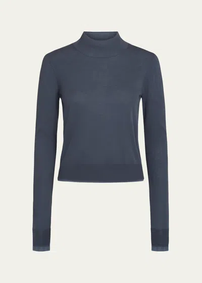 Vince Double-layer Turtleneck T-shirt In Iris Water/dark W