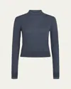 Vince Double Layer Turtleneck Top In Iris Water/dark Water