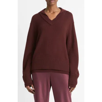 Vince Double Layer Wool & Cashmere Sweater In Black Rose