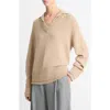 Vince Layered Wool And Cashmere-blend Polo Sweater In Gray