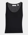 Vince Double Layer Mesh Sweater Tank In Black