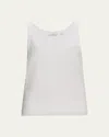Vince Double Layer Mesh Sweater Tank In Optic White