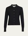 Vince Double Layer Organic Cotton Blend Cardigan In Black