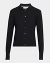 Vince Double Layer Organic Cotton Blend Cardigan In Black