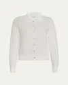 Vince Double Layer Organic Cotton Blend Cardigan In Optic White
