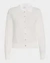 Vince Double Layer Organic Cotton Blend Cardigan In Optic White