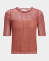Vince Double-layered Ribbed Elbow-sleeve Top In Brown