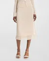 Vince Double Side-slit Straight Layered Skirt In White