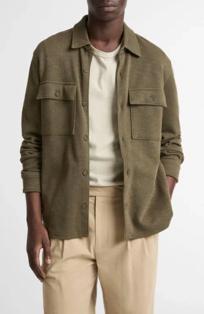 Vince Double Slub Shirt Jacket In Green