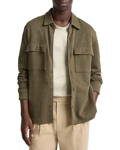 Vince Double Slub Shirt Jacket In Green
